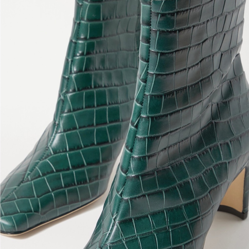 Staud Croc Leather Ankle Boots - Picture 3 of 5